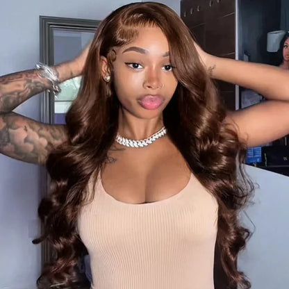 250% Density Chocolate Brown Body Wave 13x6 Lace