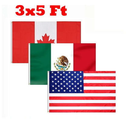 3x5 Ft American/Mexico/Canada Flag Independence Day Outdoor