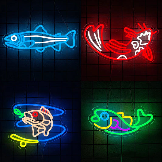Fish Neon Sign, Wall Business Decor, Usb Powered,