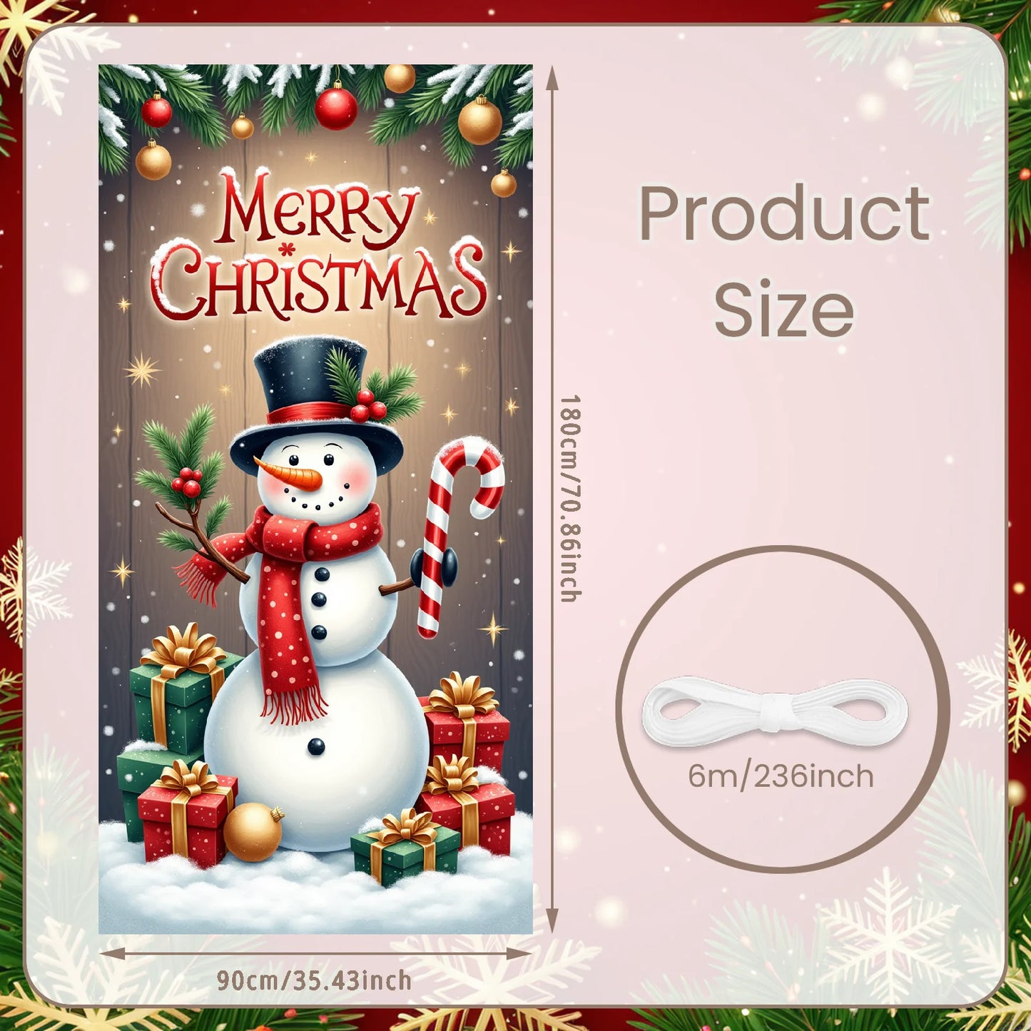 Christmas snowman Hanging Flag Door Banner