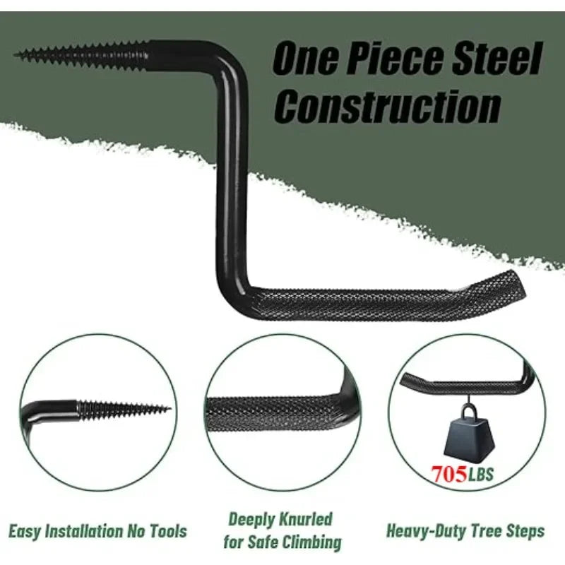 Screw in Tree Climbing Steps 4 Inch Non-Slip Rolling