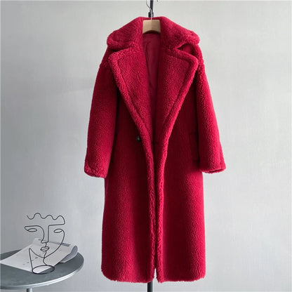 Winter Jacket Women Long Coat  Wool Woven