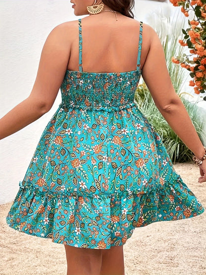 Plus Size Summer Women Elegant Floral Print Dress
