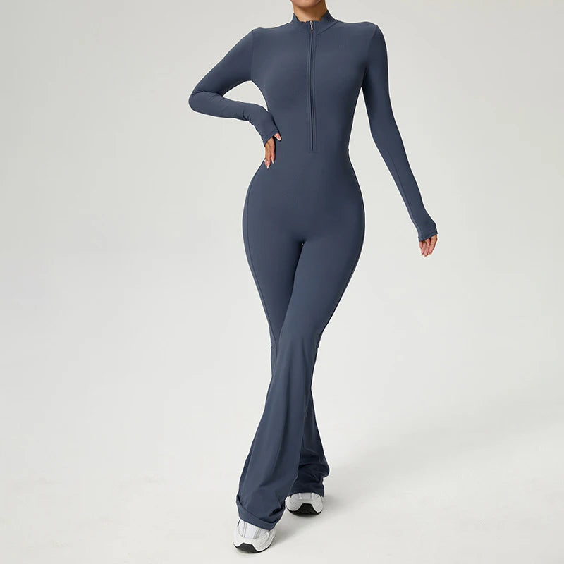 TRY TO BN Sports Yoga Jumpsuit Long Sleeves Zipper