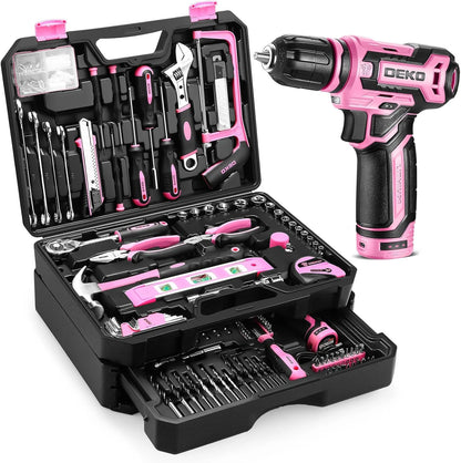 DEKO Home Mechanic Toolbox with 12V Power Cordless Drill Hand