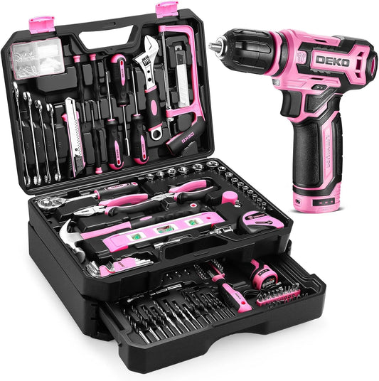 DEKO Home Mechanic Toolbox with 12V Power Cordless Drill Hand