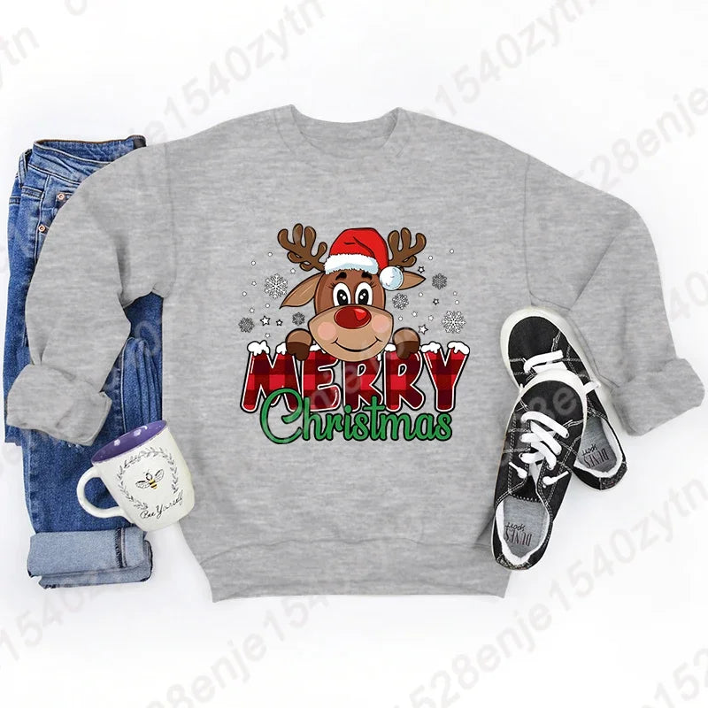 Women's Festive Christmas Reindeer & Plaid Graphic