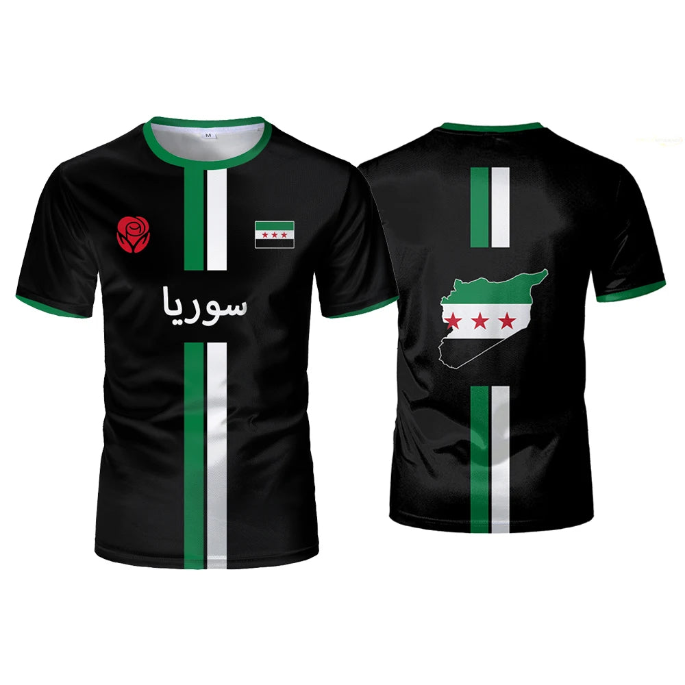 Syrian Flag Football Jerseys Men's Sports T-shirts Syrian National Emblem