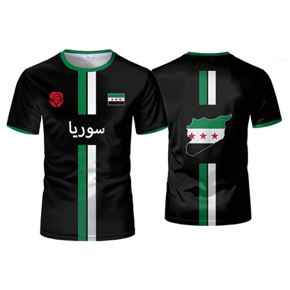 Syrian Flag Football Jerseys Men's Sports T-shirts Syrian National Emblem