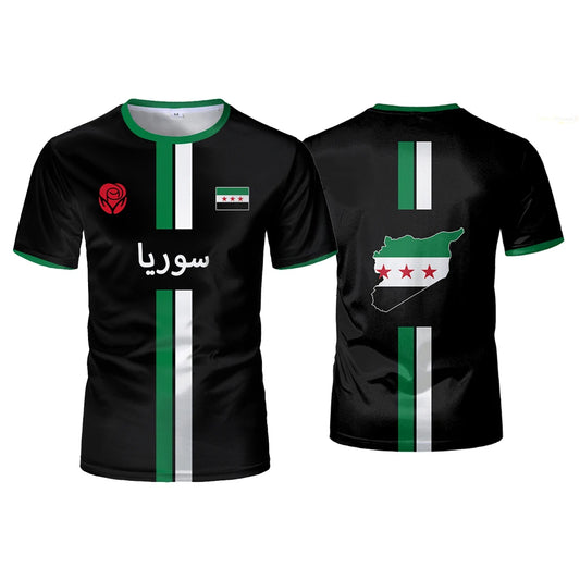 Syrian Flag Football Jerseys Men's Sports T-shirts Syrian National Emblem
