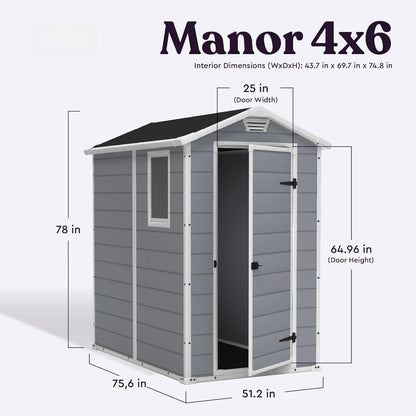 Manor 4x6 Resin Outdoor Storage Shed Kit-Perfect