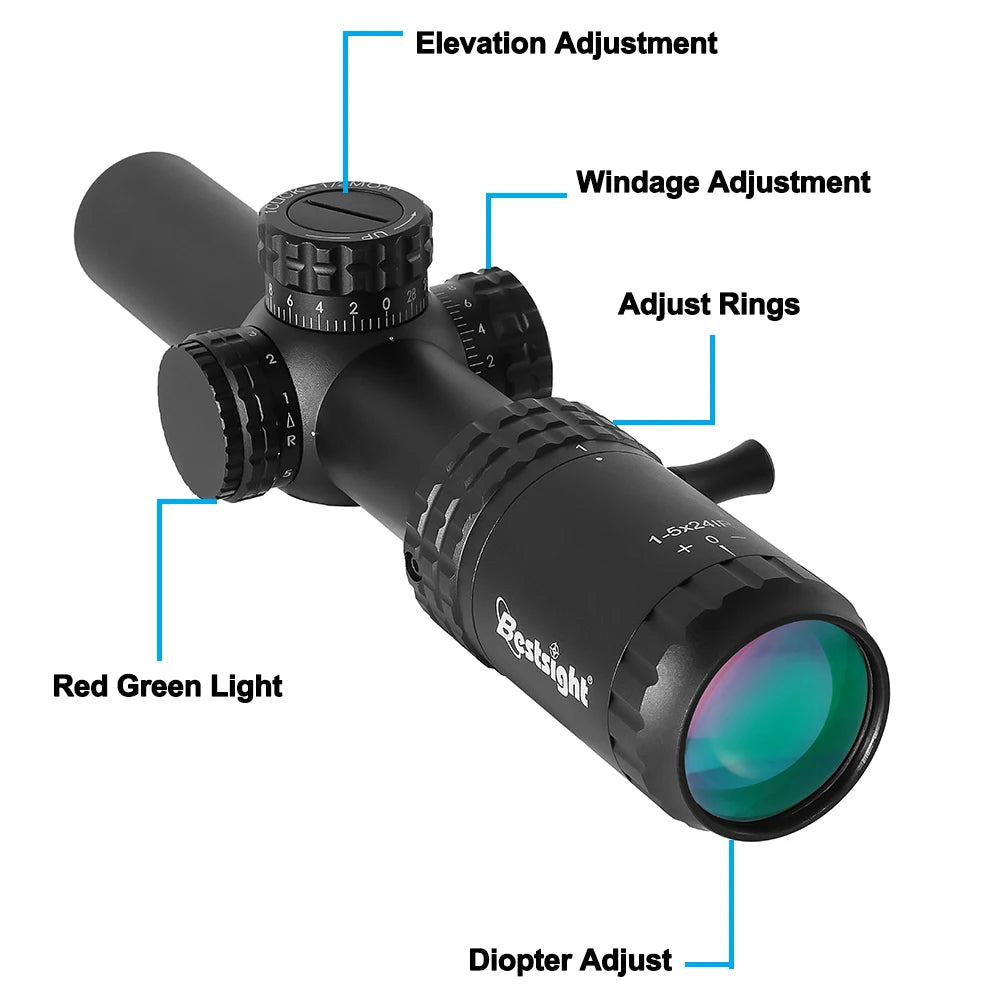 1-5X24 Tactical Optical Rifle Scope Red and Green