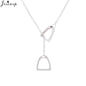 Lucky Horseshoe Horse Pendant Long Chain Necklace