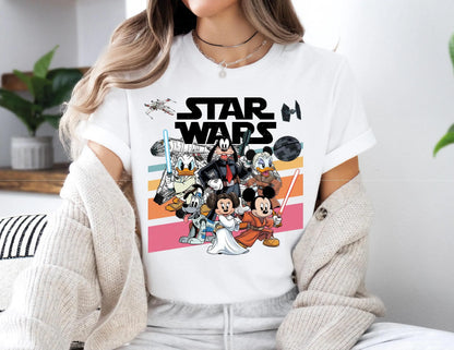 2025 Summer Retro Disney Mickey and Friends Star War Shirt
