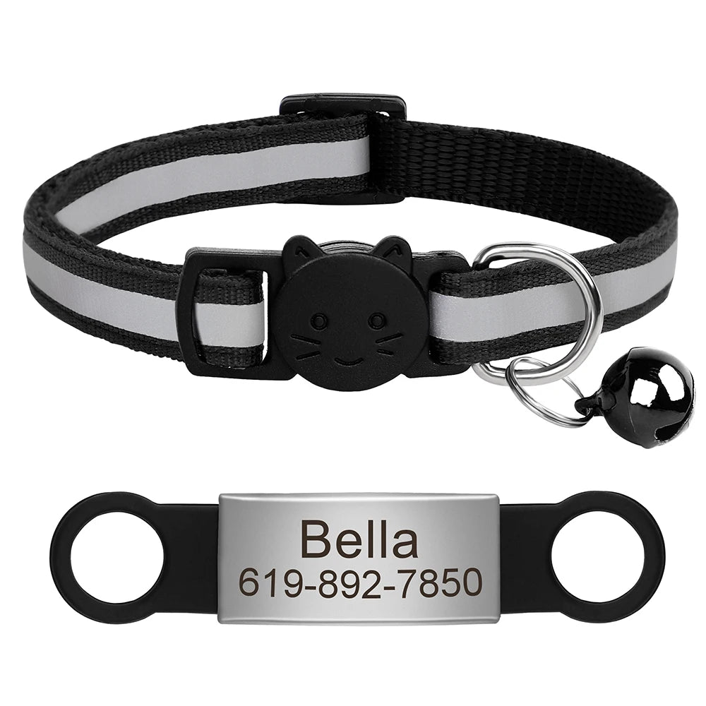 Customized Cat Collar Reflective Cat Collar Free Engraved
