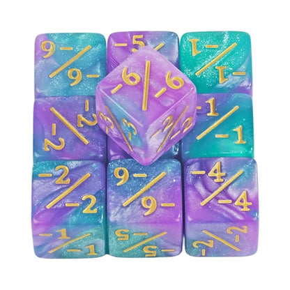 10pcs/set Six Sided Dice Set D6 Counters +1/+1 and -1/-1 Set for Math Teaching ,Kid Arithmetic Toys, Card Game Accessories