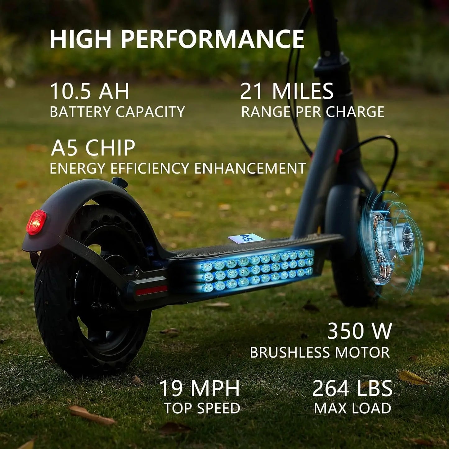 G5.0 Electric Scooter 36V 10.5AH High Capacity Battery 21Miles