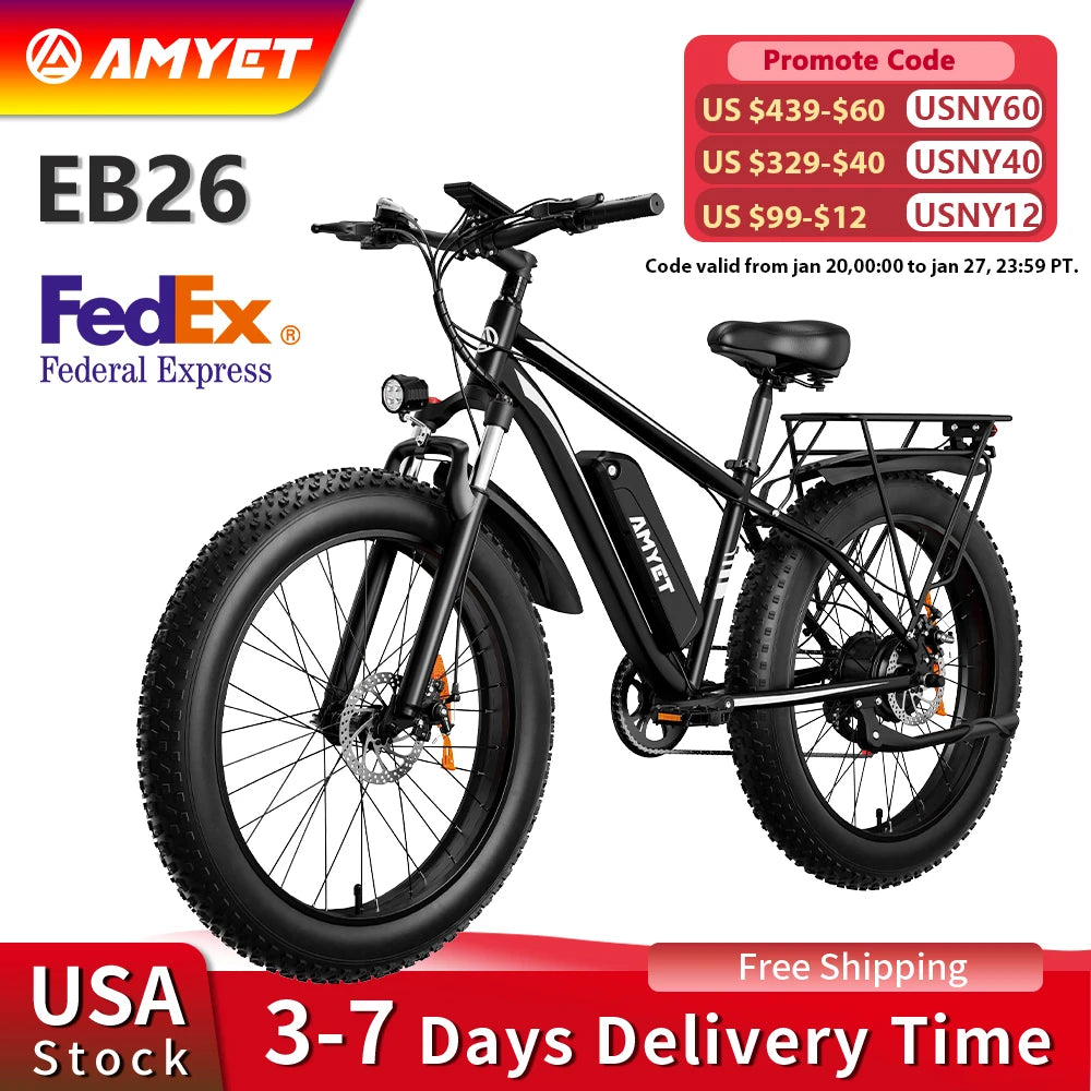 AMYET Electric Bike EB26 Adults Electric Bicycle Peak