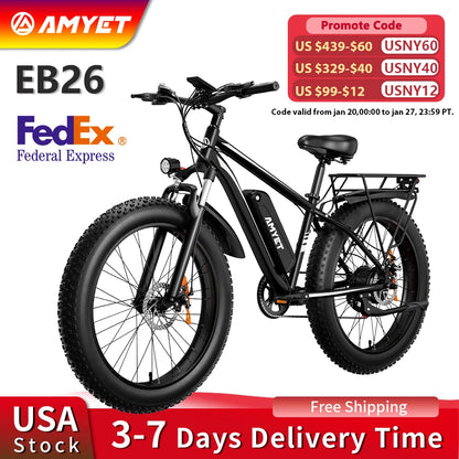 AMYET Electric Bike EB26 Adults Electric Bicycle Peak