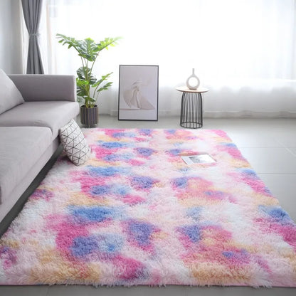 VIKAMA Tie-Dye Plush Carpet Living Room Decoration Soft Fluffy