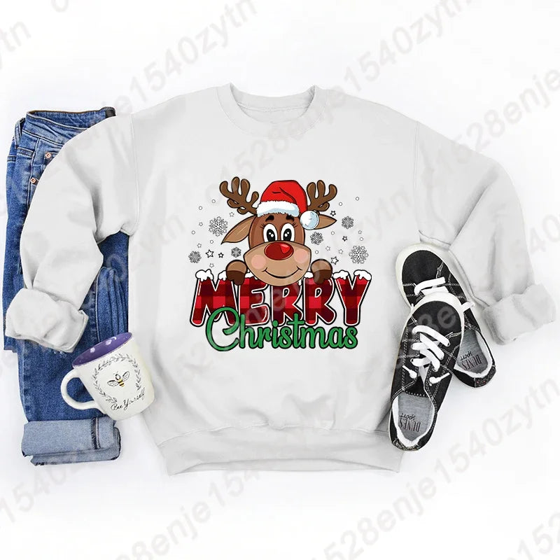 Women's Festive Christmas Reindeer & Plaid Graphic