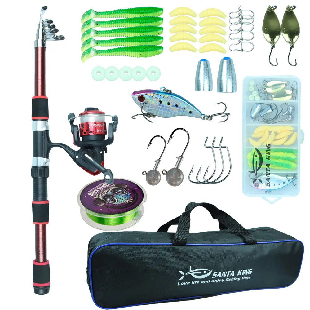 1.8m 2.1M Fishing Rod and Reel Line Lure Set Carbon