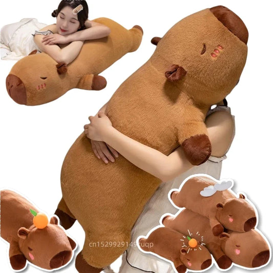60cm-100cm Kawaii Cartoon Giant Strip Capybara Plush Doll