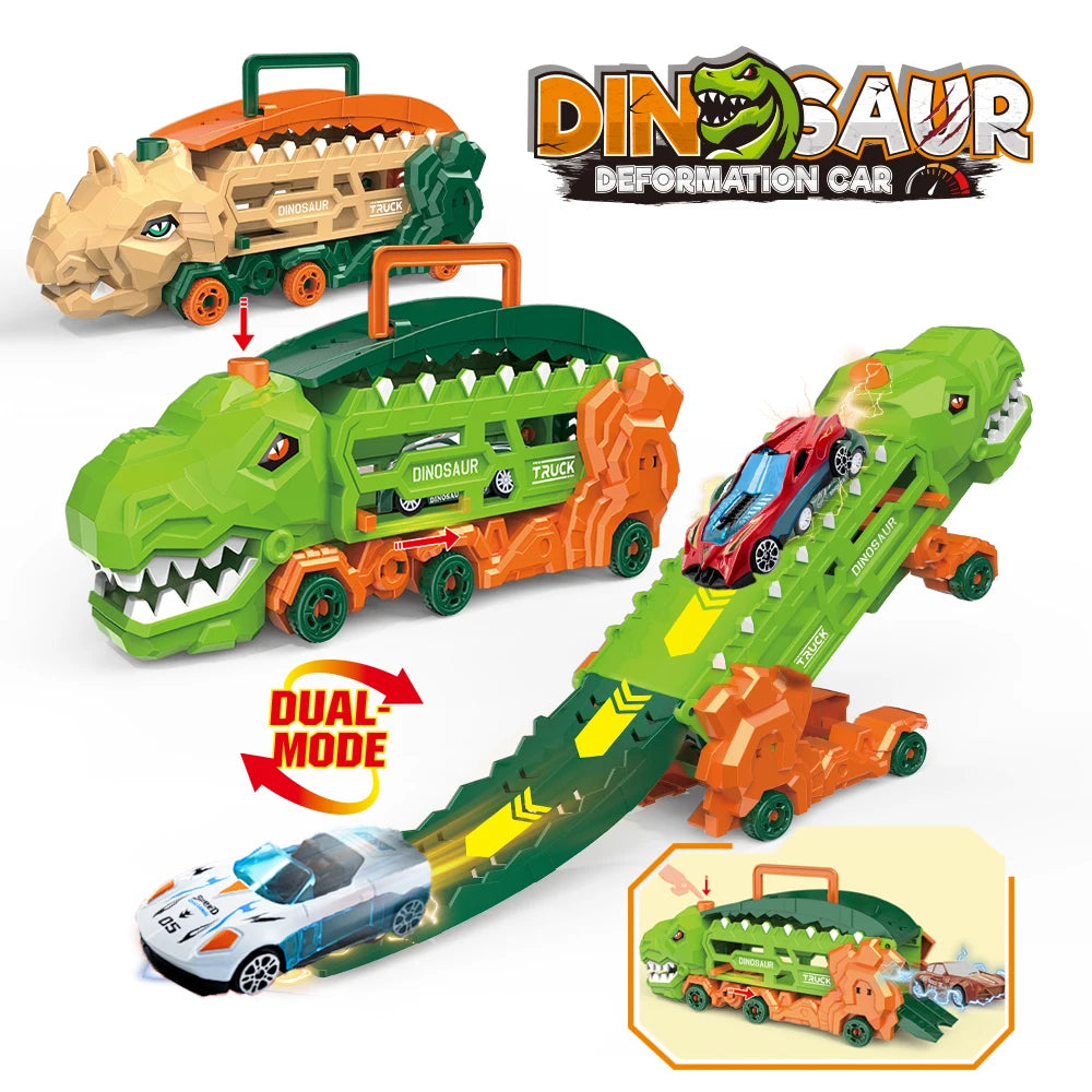 Transport Dinosaur Truck with Foldable Sliding Race