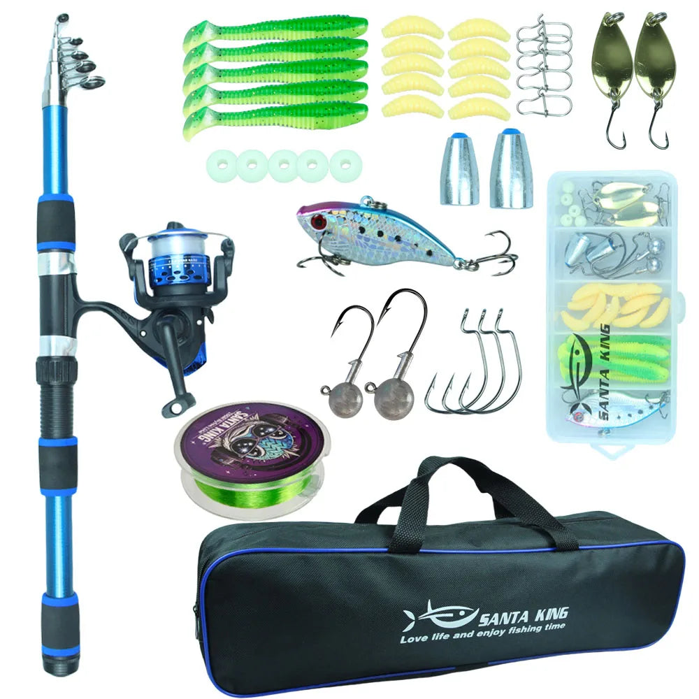 1.8m 2.1M Fishing Rod and Reel Line Lure Set Carbon