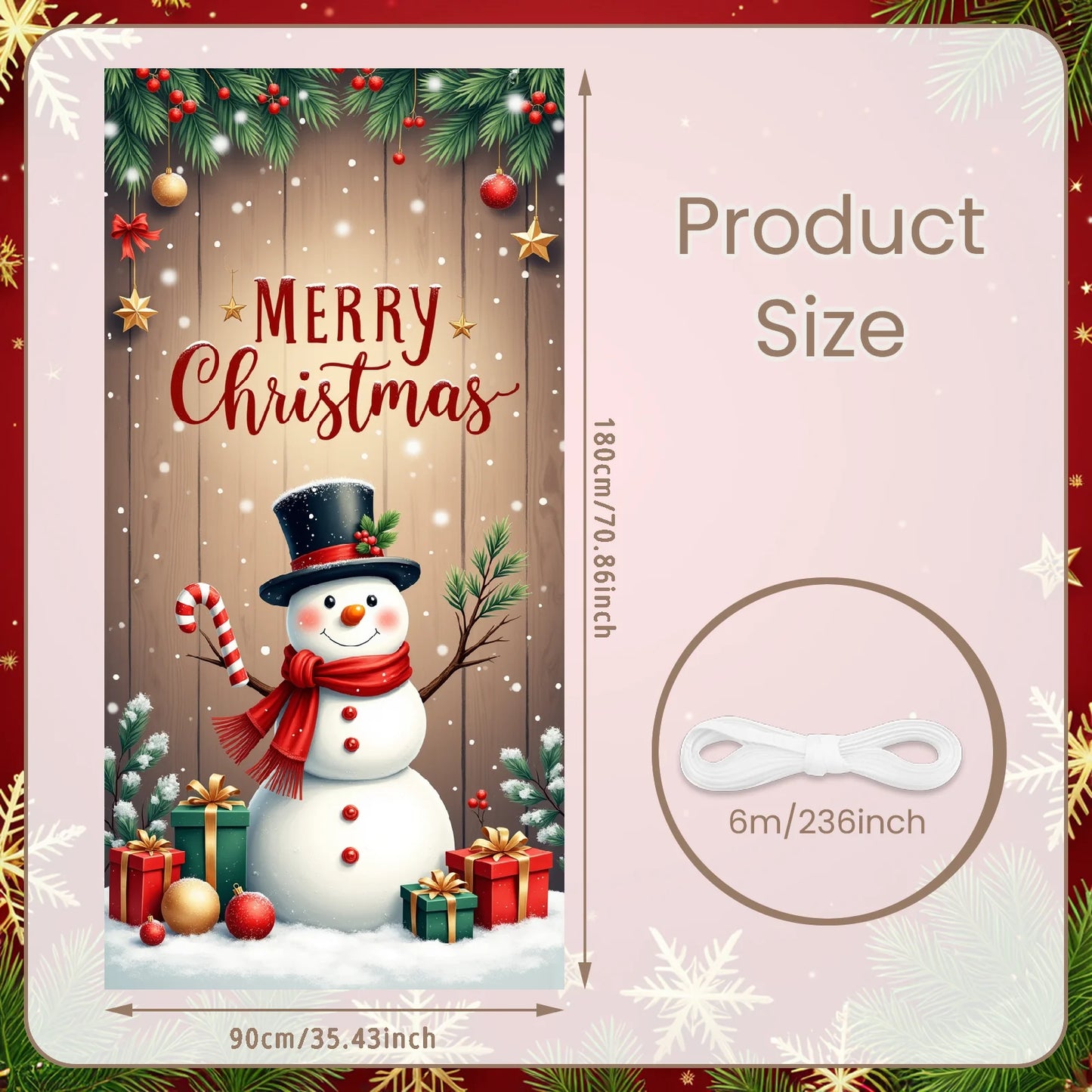 Christmas snowman Hanging Flag Door Banner