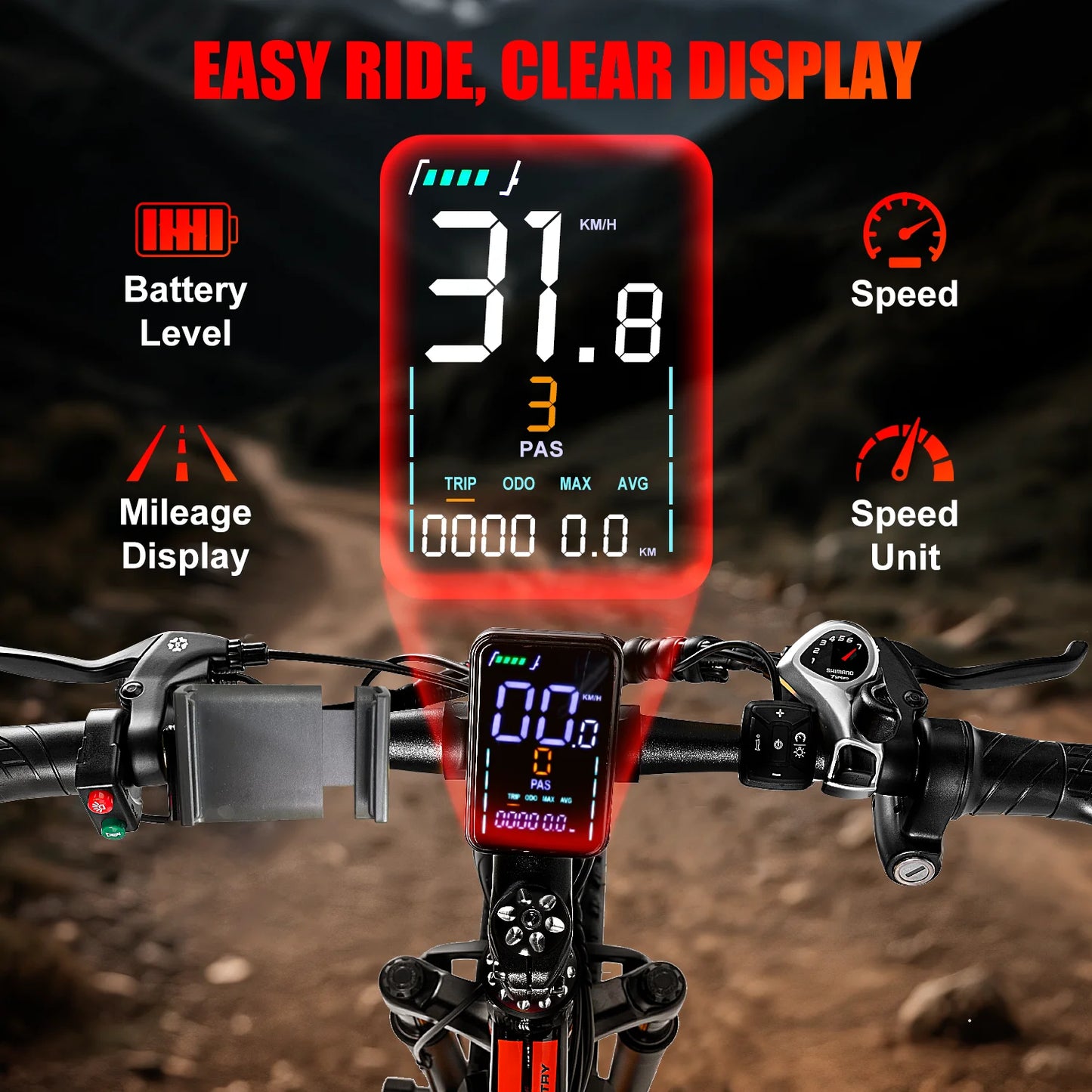 EOEOTWO E01 Electric Bike,26"x4.0 Fat Tire Ebike for Adults,