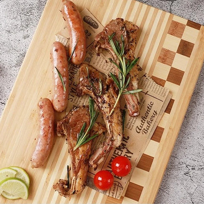 bamboo cutting board, checkerboard steak plate,