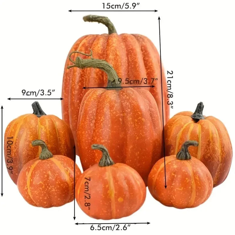 7pcs Pumpkin Autumn Decor Outdoor Orange Foam Plastic