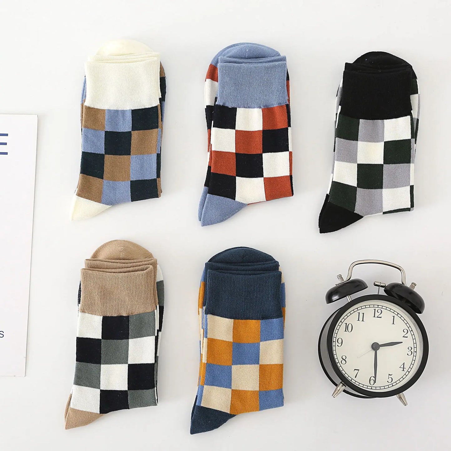 5Pair Pack New Men's Socks Colorful Grid Sock Casual Business