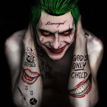 5 Sheets Crazy Joker Halloween Tattoos Evil Skull