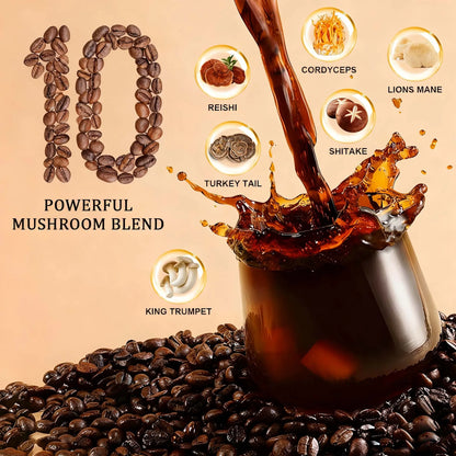 Mushroom Coffee With 10 Adaptogenic Mushrooms And MCT Oil,
