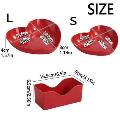 5/10Pcs Multi-Purpose Plastic Red Love Plate Heart-shaped Creative Love Fruit Plate Durable Reusable Snack Love Tray Cake Plate