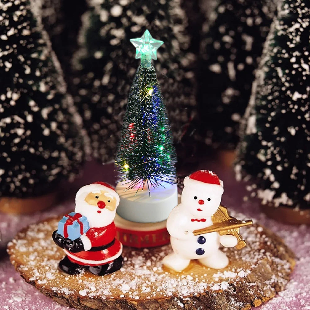 Mini Christmas Trees with LED Light Decor Tabletop Crafting DIY