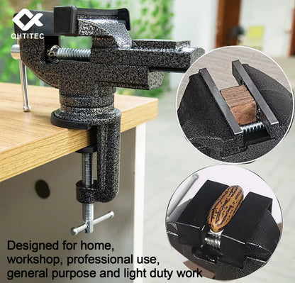 Multi Functional Heavy Table Clamp Mini Aluminum Bench Vise Jaw Anti Slip Versatile Vice Jaws Tool 360 Degree Swivel Cast Iron