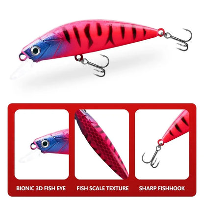 TAIYU 5pcs/box Fishing Lure 50mm 6.3g Luminous Minnow Bait Slow Sinking Lure Far Casting Swimbait Realistic Artificial Hard Bait