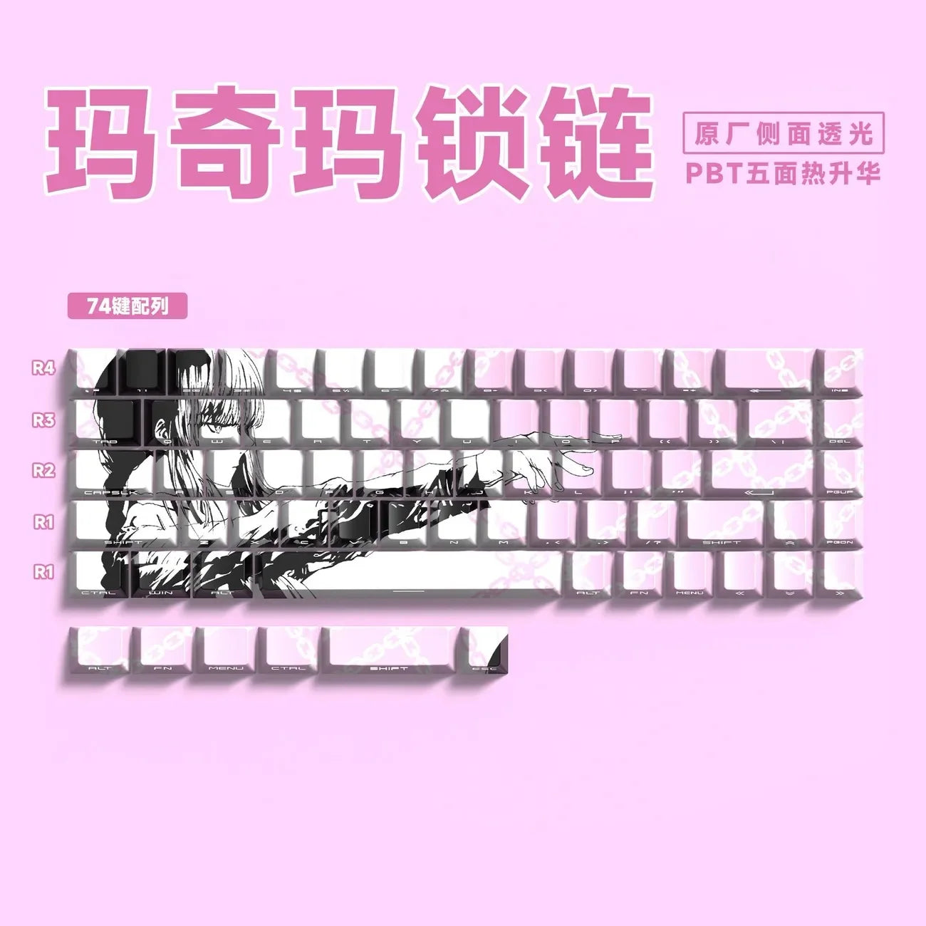 Makima Anime Keycaps Cartoon 129 Keys PBT Keycap Chreey Keycaps