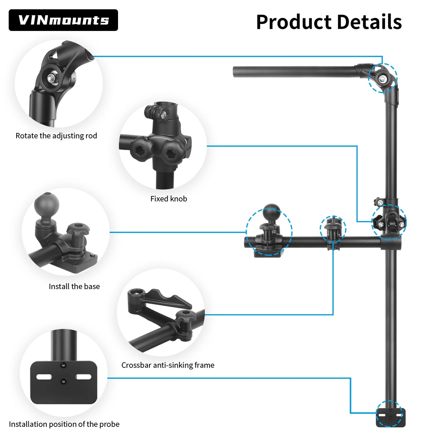 VINmounts Upgrade Livescope Transducer Pole Mount