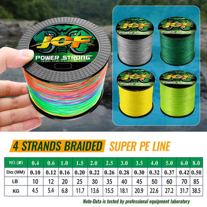 JOF 4 Braided x4 Strands 300M 100M Fly Fishing Line Multifilament