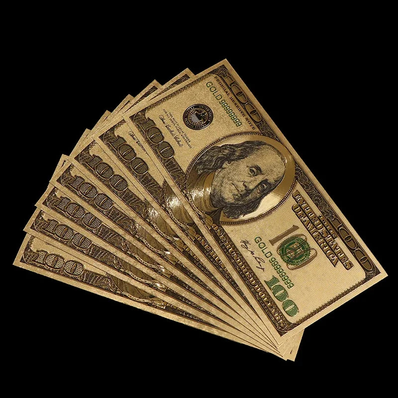 1Pc Gold Bill Banknote Colorful Commemorative Coin Foil $100