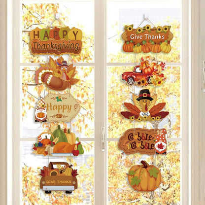 Happy Thanksgiving Day Door Banner Autumn Vine Wreath
