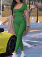 Women's Rompers Short Sleeve Solid Skinny Bodycon Jumpsuits
