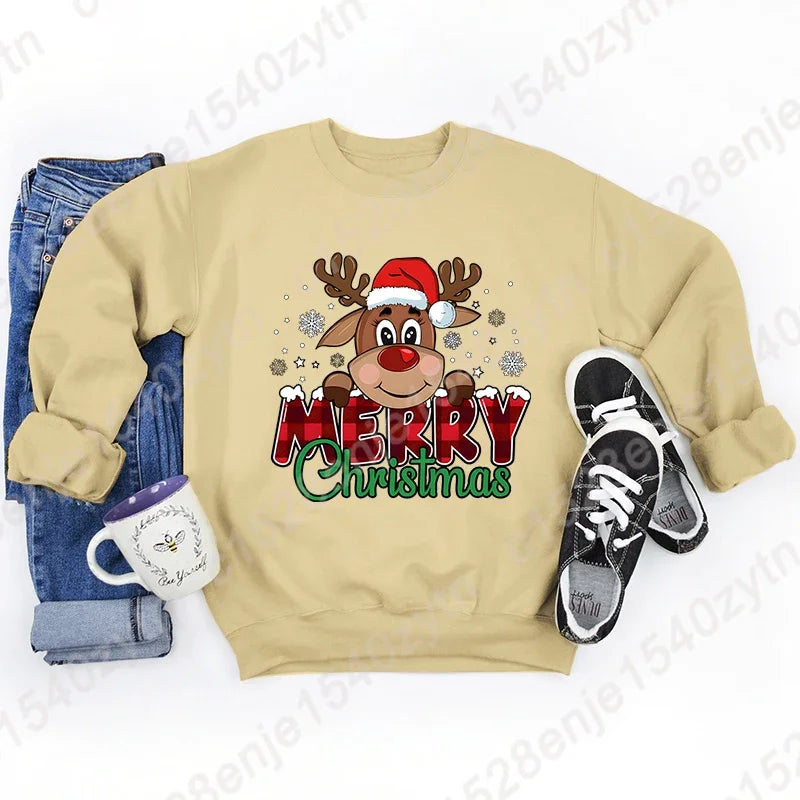 Women's Festive Christmas Reindeer & Plaid Graphic