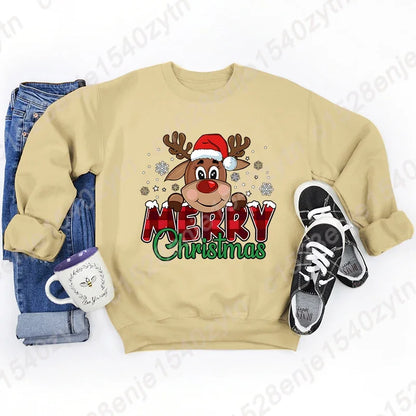 Women's Festive Christmas Reindeer & Plaid Graphic