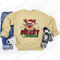 Women's Festive Christmas Reindeer & Plaid Graphic