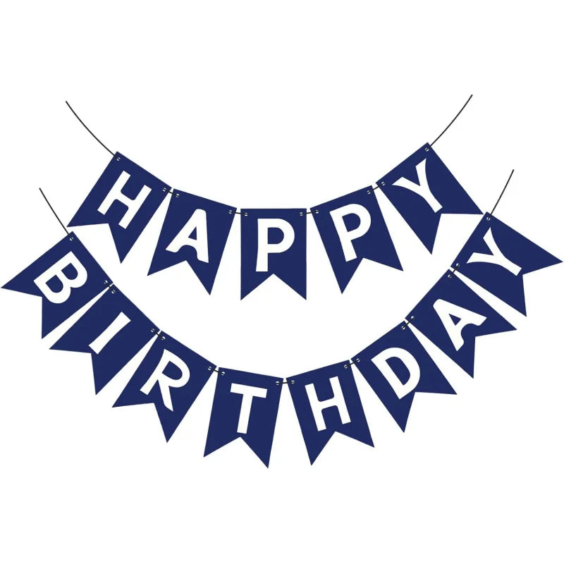 Navy Blue Happy Birthday Banner - Blue Sign
